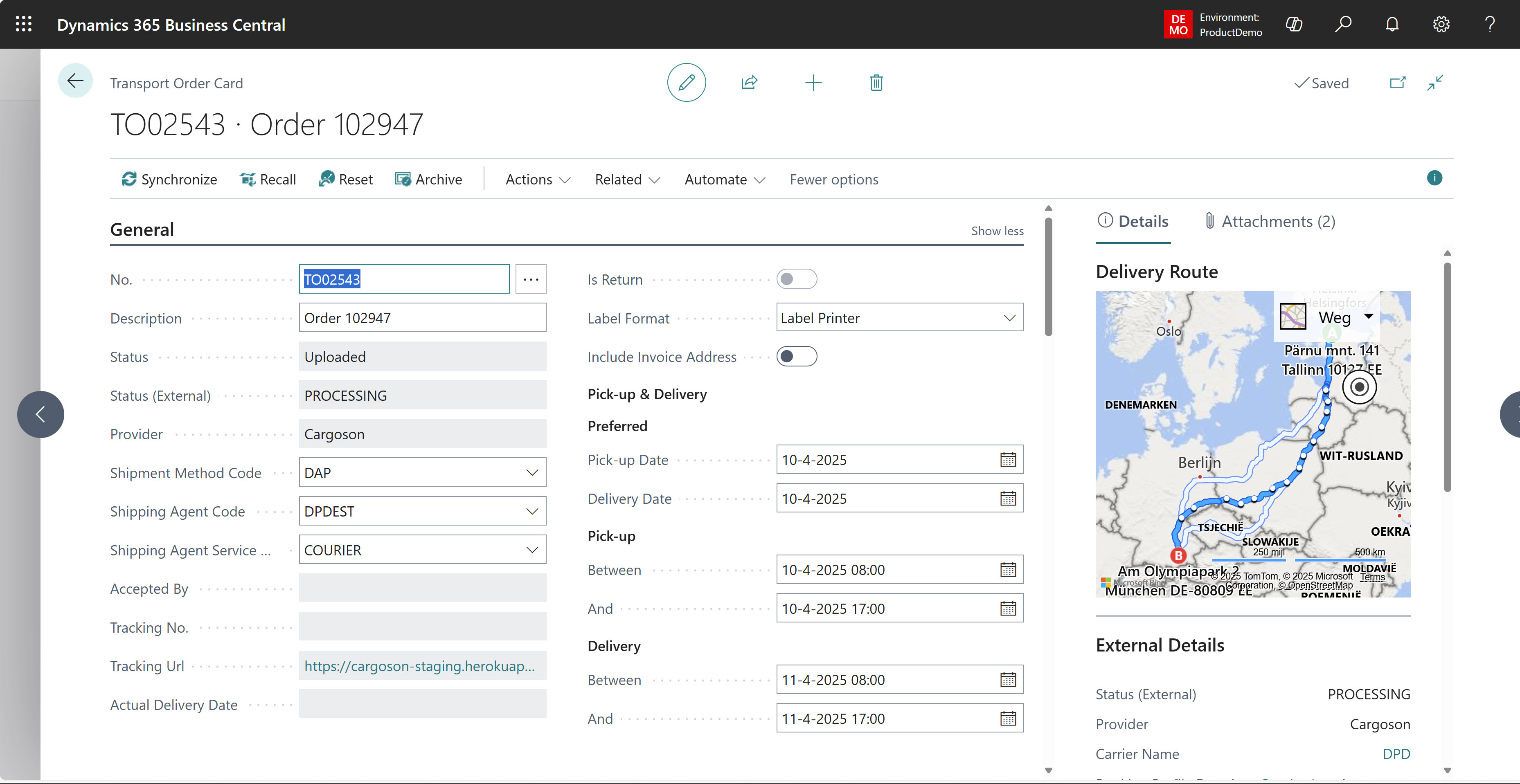 Transportordre fra salgsordre i ShipIT 365